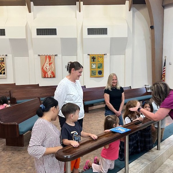 Families celebrating in chapel