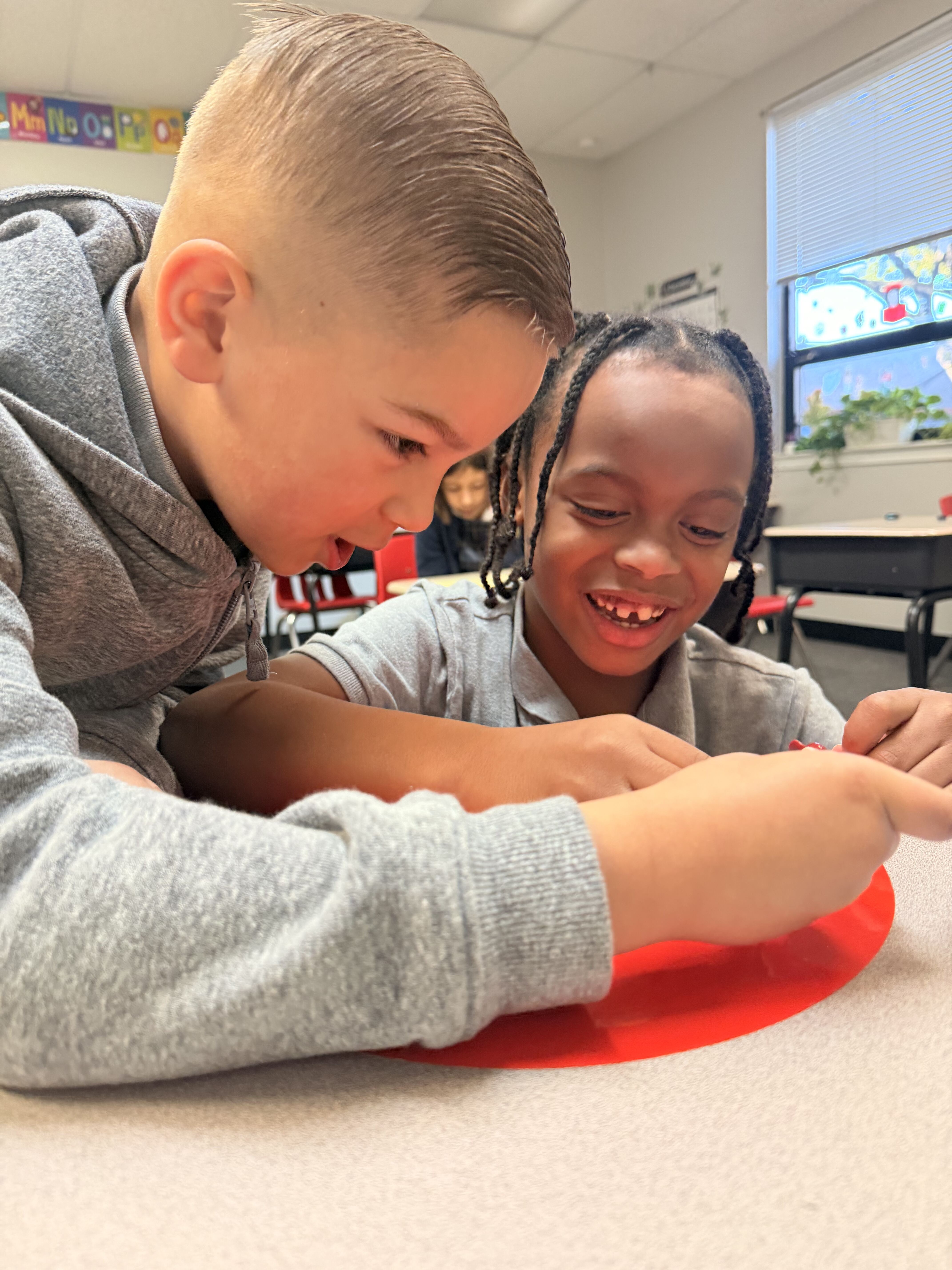 Students working together in class