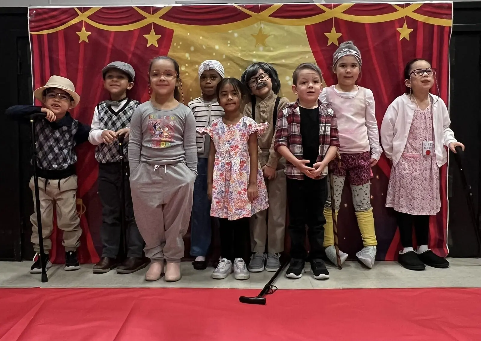 Kindergarten students in classroom performance